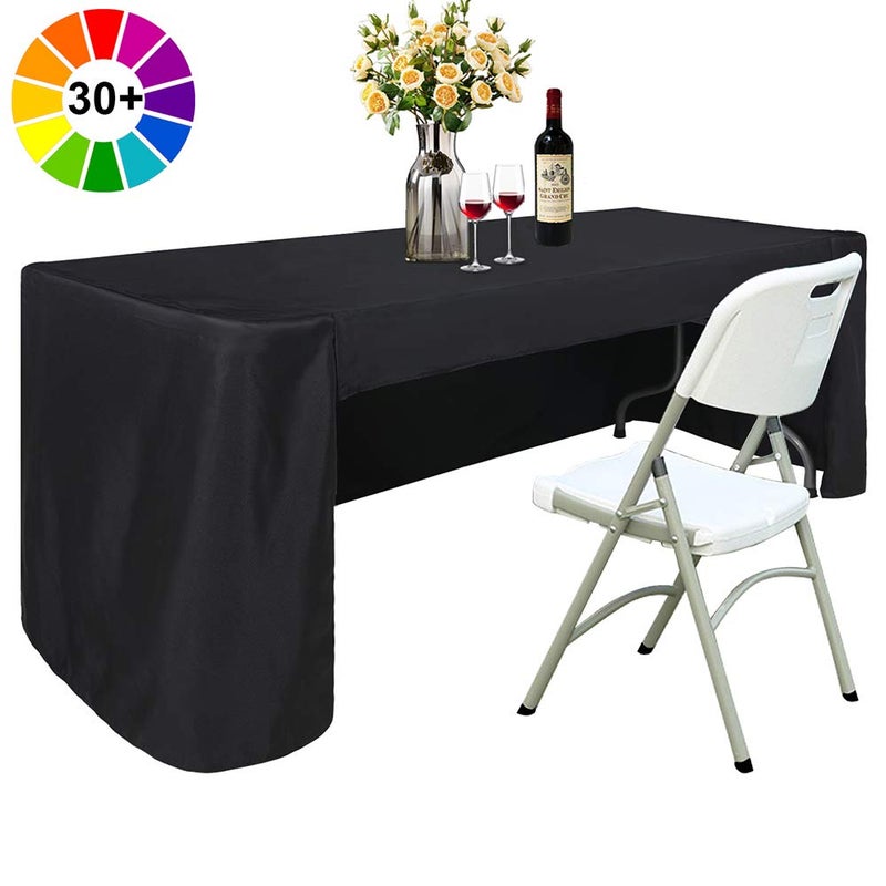 ABCCANOPY 6 FT Rectangle Tablecloth Table Cover for Rectangular Tables Washable Polyester Banquet Buffet Parties Holiday Dinner Wedding Meeting Black - Image 1
